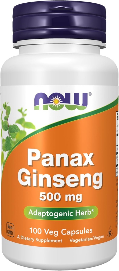 Now Foods Supplements, Panax Ginseng (Root) 500 mg, Adaptogen Herb *, 100 Veg Kapsler