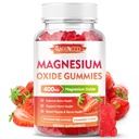 Magnesium Oxide Gummies 400mg, Chewable Magnesium Oxide Supplement for voksne & børn, Nerve & Muscle Support, Non-GMO, Sugar- Free, Strawberry Flavor, 60 Greve