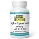Naturlige faktorer Alpha- lipoinsyre + B 600 mg, 60 kapsler