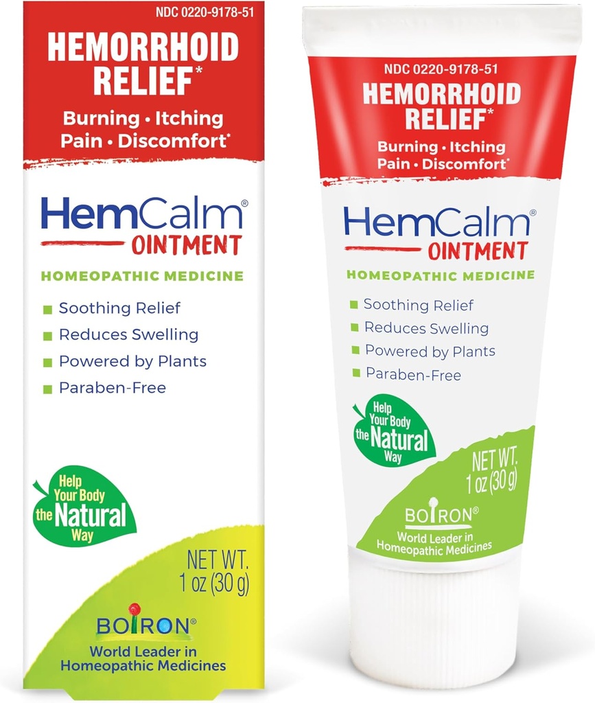 Boiron HemSmot Salve til hæmorider Relief of Pain, Kløe, Hævelse eller ubehag - 1 oz