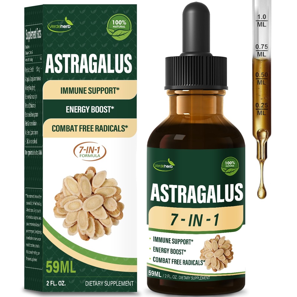 Astragalus Root Extract Herbal Drops til immunsystemet Support, Immunity Health & Energy Boost Tincture Kosttilskud med Rhodiola Rosea, Echinacea, Elderberry, Reishi, Ginseng. Huang Qi. 2oz