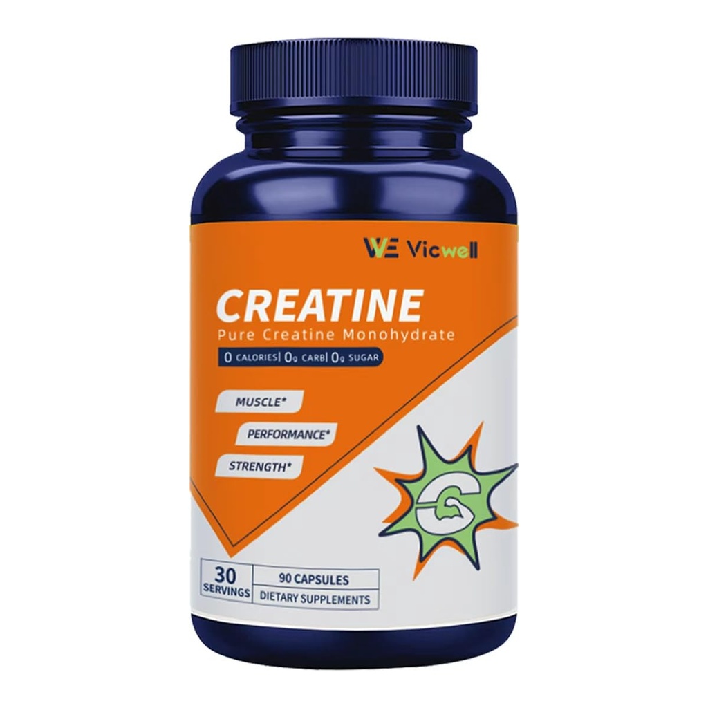 Creatine Monohydrate Capsules - Creatine Supplement, Muscle Building, Strength Training, Support Workout Recovery - Non GMO - Unflavored, Gluten Free, Keto Friendly - 90 Capsules