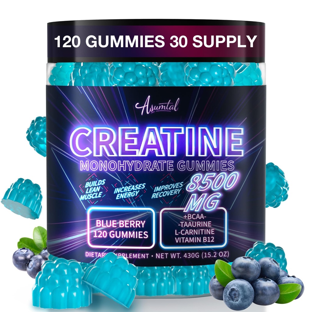 Creatine Monohydrate Gummies Complex 8500 MG for Men & Women, 120 Count