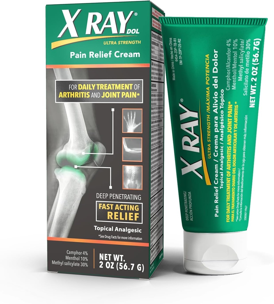 X Ray Dol Topical Arthritis Pain Reliever Cream, for Daily Joint & Muscle Pain, Fuld præsentationsstyrke, Fastvirkende Relief, 2 Ounces