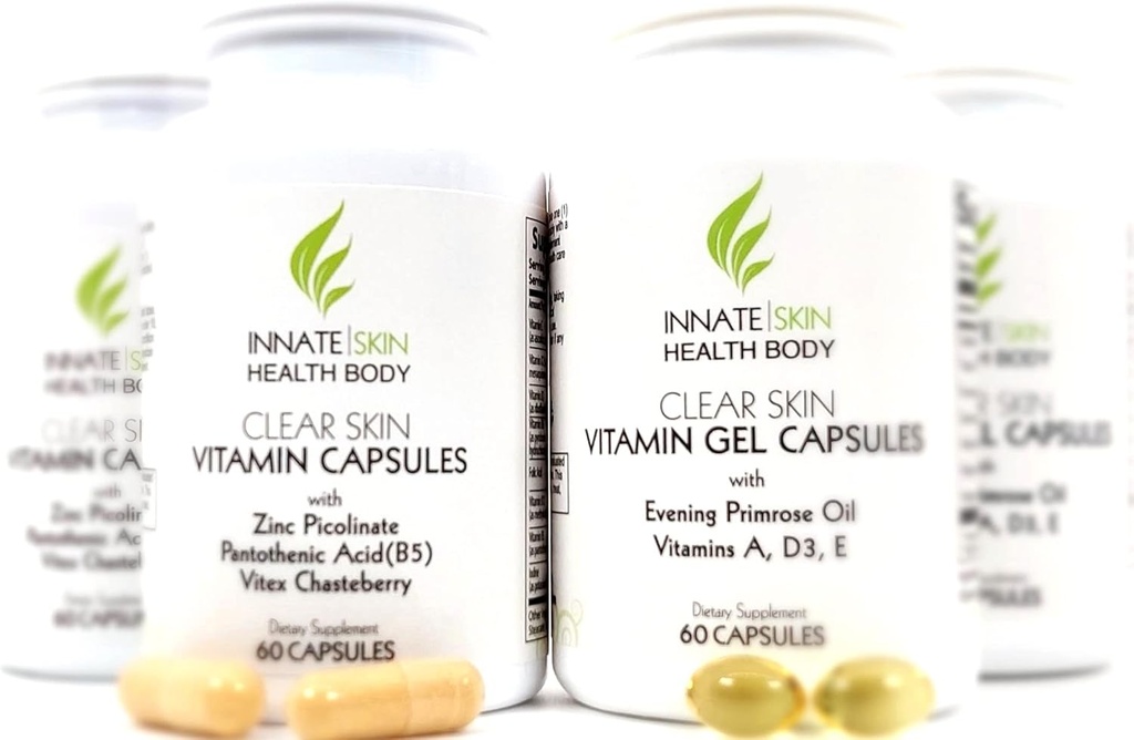Clear Skin Acne Vitamin System | 20 Antioxidants, Botanicals & Minerals | 60 Count Pack of 4