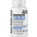 Unge & Tonic vand vægt væk - Natural Diuretic for Hævelse, Belly Bloating & Fluid Retention - Urtevand piller til kvinder & mænd, 90 kapsler