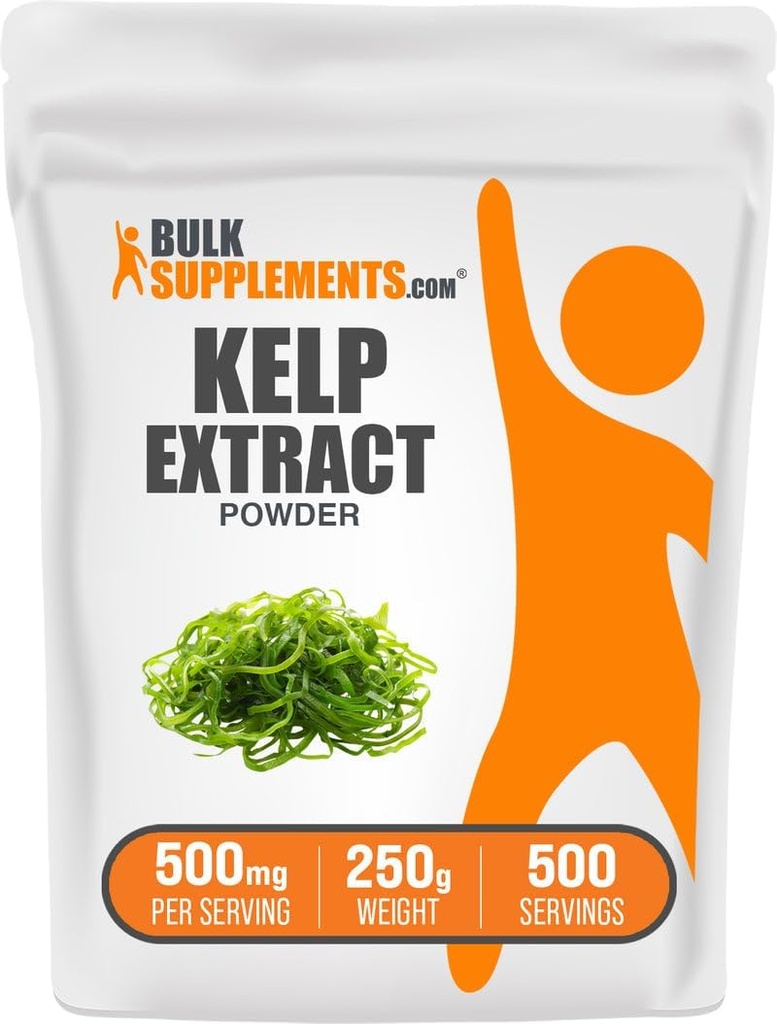 BulkSupplements.com Kelp Extract Powder - Kelp Supplement, Brown Seaweed Extract, Seaweed Powder - Gluten Free, 500mg per Serving, 250g (8,8 oz) (Pack of 1)