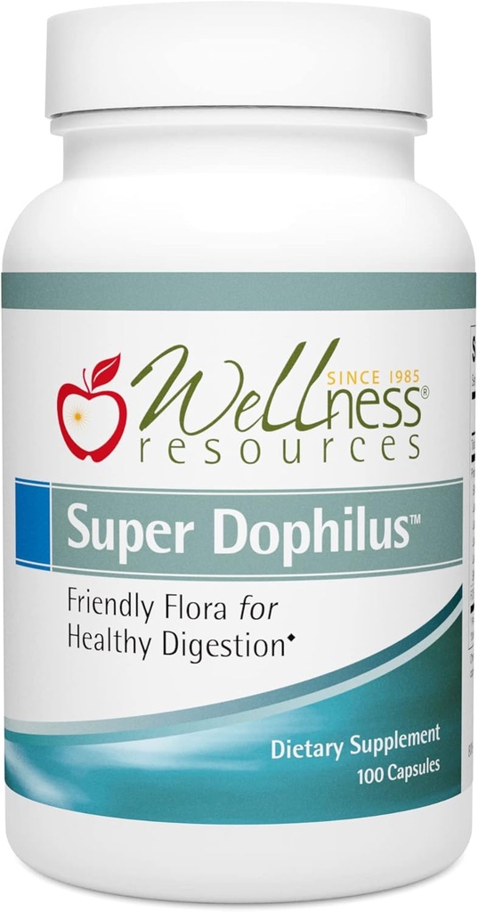 Super Dophilus High Potency Probiotika + Prebiotic FOS - 6.8 Millioner CFU, 6 Hårde Strops, Acid- resistent kapsler - 100 kapsler - fordøjelig & Gut Health Support - Soja & Dairy- Free