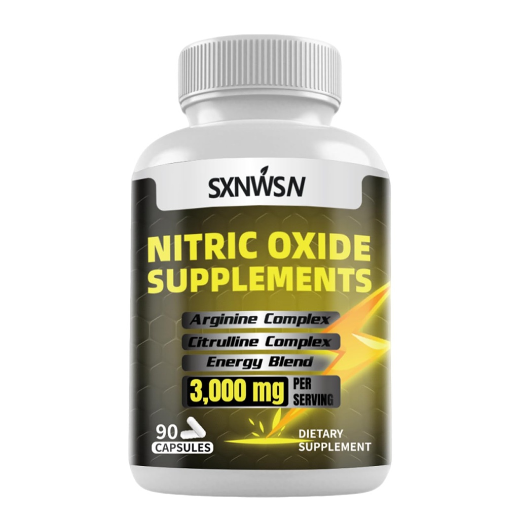 Nitric Oxide Supplement for Men, Arginine & Citrulline Complex with Marshmallow Root - Promotes Nutrient Flow to Muscles & Heart | 90 Capsules