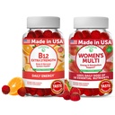 Lunakai Vitamin B12 og kvinders Multivitamin Gummies Bundle - 3000mcg Methylcobalamin High Absorption Energy Gummy - 100% daglig værdi af 16 essentielle vitaminer og mineraler supplement - 30 dages forsyning