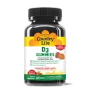 Country Life Vitamin D3 Gummies - 1000 IE Cholecalciferol, 60 Greve - Understøtter Bone & immunforsvar - Vegetarisk, Gluten- fri, Jordbær & Orange Flavors - Pectin- baseret, Ingen kunstige sødestoffer