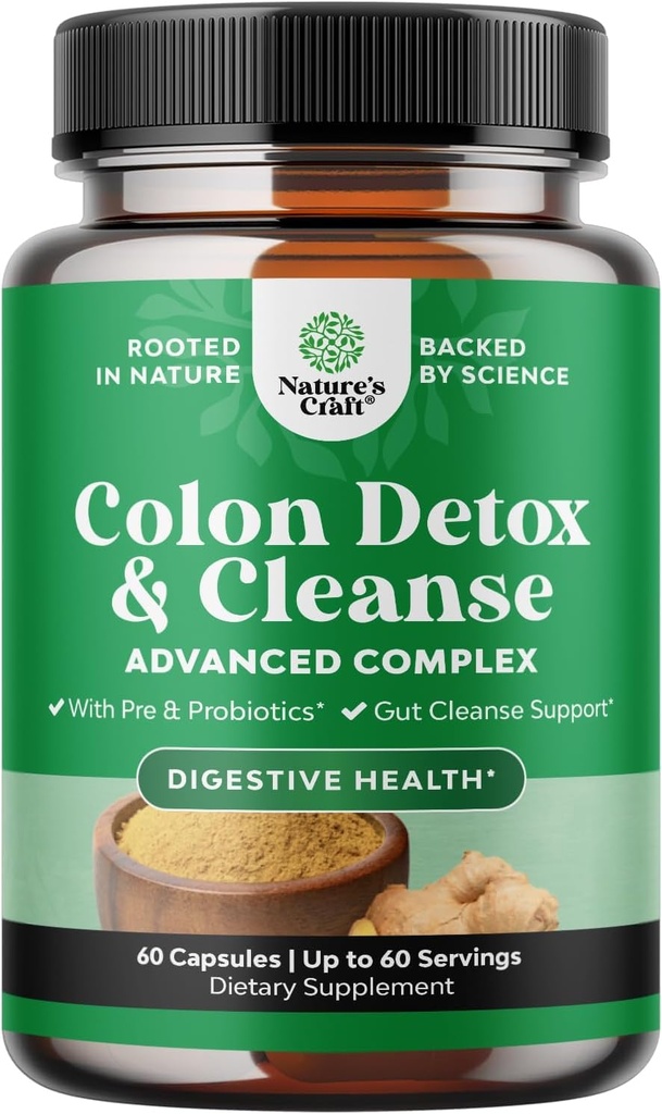 Colon Cleanser & Detox - Lactobacillus Acidophilus Probiotic Supplement Kropsanordning - Psyllium Husk Kapsler Gut Health Supplement