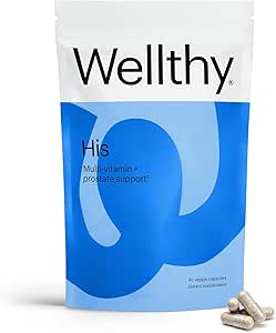 Wellthy hans daglige naturlige multivitamin til mænd, Premium Prostate Support, Support Hårvækst (30 dag)