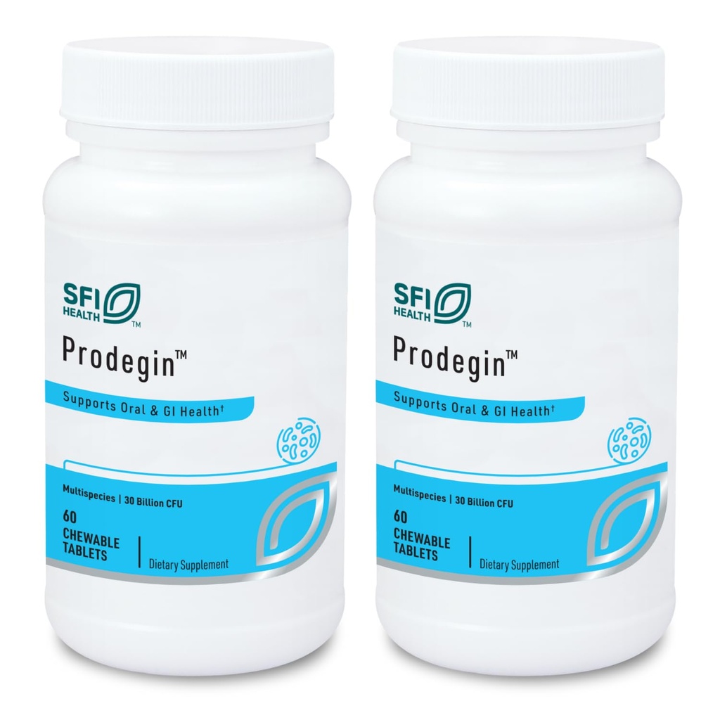 Klaire Labs SFI Health Prodegin Chewable Probiotic - Oral Health Support 30 Billion CFU Blend with L. salivarius for Men & Women, Hypoallergenic, Post-Bariatric & GI Support (60 Tablets, 2 Pack)