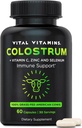 Vital Vitaminer Colostrum Supplement - C-vitamin, zink, & Selen - fra første malkning - Standardiseret til at indeholde 10% IgG Immunoglobuliner - Grass- Fed amerikanske køer - 60 kapsler
