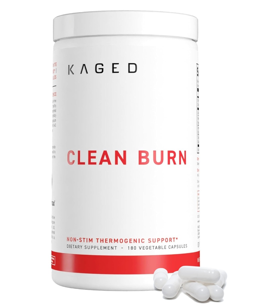 Kaged Clean Burn Capsules | Unflavored | Thermogenic Weight Management | Boost Metabolism | Stimulant & Caffeine Free | Supplements for Men & Women | 90 Servings