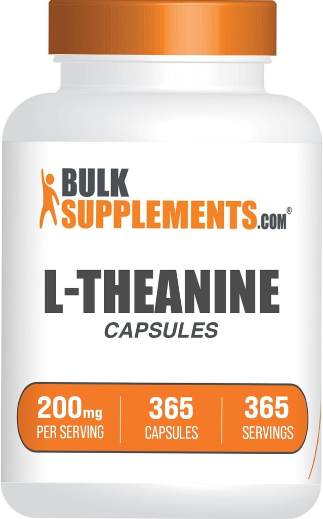 BulkSupplements.com L-Theanine Capsules - L-Theanine 200mg, Amino Acid Supplement - Gluten Free, 1 Capsule per Serving, 365 Count (Pack of 1)