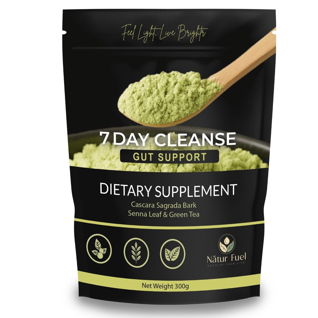 Nätur Fuel 7 Day Cleanse Natural Digestive Cleanse Supplement - Vanilla Flavor - 100% Organic Fiber for Gut Support & Cleanse, Cascara Sagrada and Senna Leaf, 10.6 oz