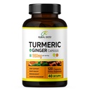 Turmeric Curcumin Supplement 1950mg with Turmeric & Ginger, 95% Curcuminoids, Black Pepper for Best Absorption, Nature's Vegan Joint Support, 120 Capsules