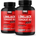 Kraftfaktor Longjack Tongkat Ali Max, Tongkat Ali for mænd, Mand Stamina og Vitality Supplement Lavet med vigtige naturlige ingredienser til Superior Absorption, 1200mg, 120 Kapsler, 2- Pack