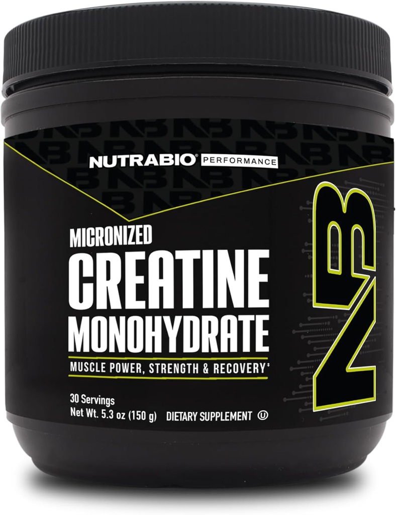 Nutrabio Pure Mikroniseret Creatin Monohydrat Powder supplement, Unflavored, (150 g) - Understøtter Bulk Muscle Energy, Recovery, og Styrke - HPLC Testet Creatin Powder supplement til mænd og kvinder