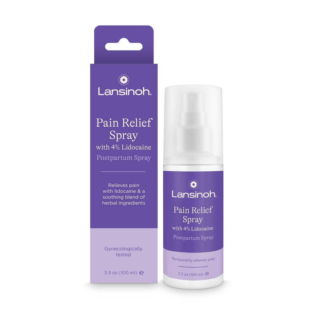 Lansinoh 4% Lidocaine Perineal Spray, Pain Relief for Postpartum Care, 3.5 Ounces