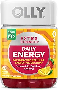 OLLY Ultra Strength Hår, Extra Strength Daily Energy, Biotin, Keratin, Vitamin B12, CoQ10, Goji Berry Gummy Supplement Bundle - 30 Greve, 60 Greve
