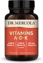 Dr. Mercola Vitamin ADK, 30 Servere (30 kapsler), Kosttilskud, 5000 IE vitamin A & vitamin D3, 180 mcg vitamin K2, understøtter immunforsvar, ikke GMO