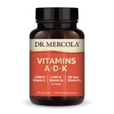 Dr. Mercola Vitamin ADK, 30 Servere (30 kapsler), Kosttilskud, 5000 IE vitamin A & vitamin D3, 180 mcg vitamin K2, understøtter immunforsvar, ikke GMO
