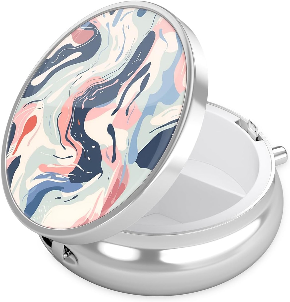 Nipichsha Pill Box, Lille Pill sag for purse & Pocket, Cute Travel Medicine Organizer, Portable Medicine Container Holder til at holde vitaminer, Medicin, Fish Oil & Supplement, A05-Art Style Mønster