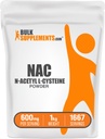 BulkSupplements.com NAC Powder - N- Acetyl Cysteine 600mg, NAC Supplement - Antioxidant Support, Gluten Free - 600mg per Servering, 1667 Servering, 1kg (2,2 lbs) (Pack of 1)