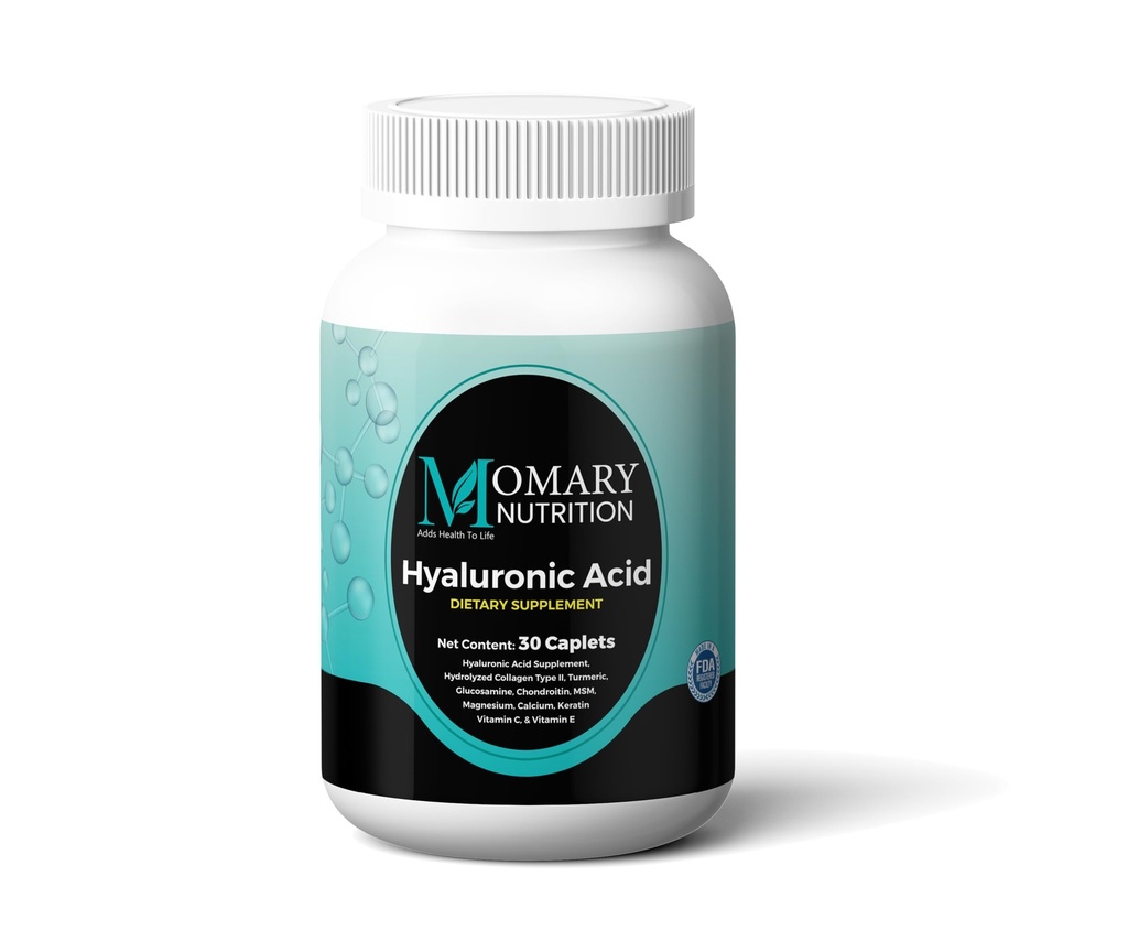 Hyaluronsyre tillæg, naturlig hud hydrering, avanceret fælles støtte og mobilitet Booster, Type II Hydrolyzed Collagen, gurkemeje, Glucosamin, Chondroitin, 30Caplets 850Mg