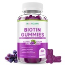 Sugar Free Biotin Hair, Skin & Nails Gummies, Supports Healthy Hair, Skin and Stronger Nails, with Vitamin C, Zinc Chewable Vitamin B7 Supplements for Women & Men, Vegan, Non-GMO, Grape, 60 Count