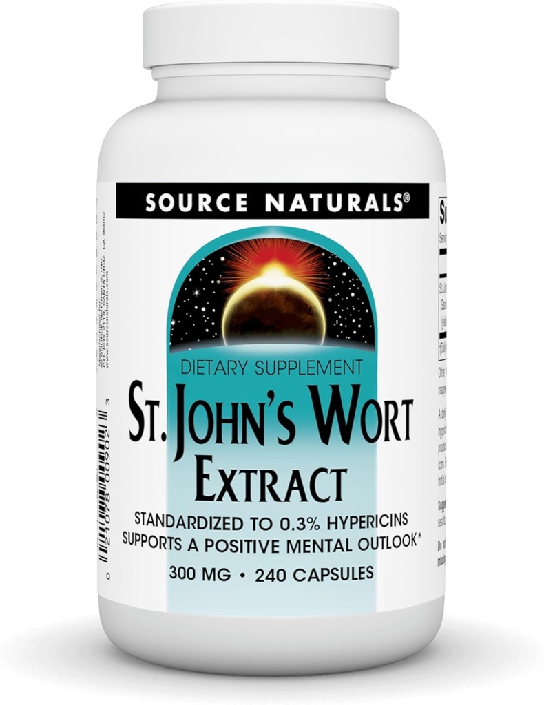 Source Naturals St John's Wort Extract 300 mg Supports A Positive Mental Outlook - 240 Capsules