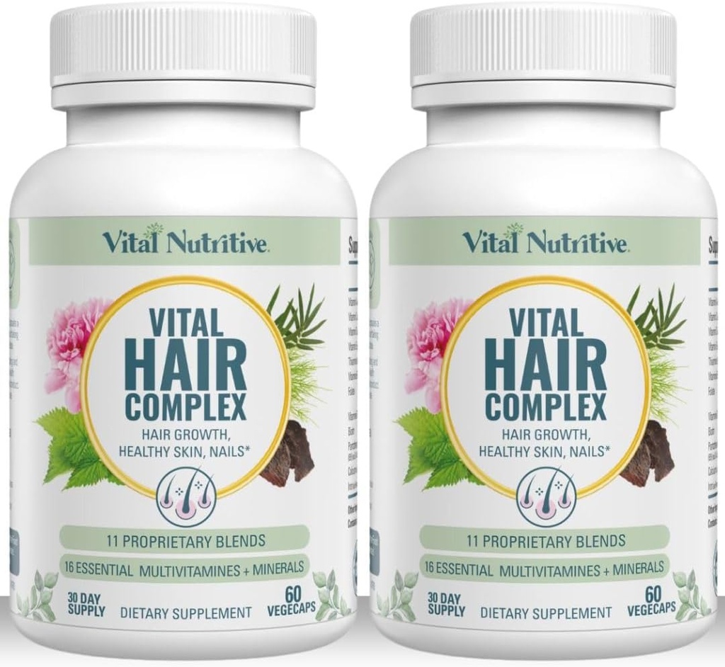 Vital hår kompleks -Hårvækst Vitaminer for kvinder og mænd -Biotin & vitamin B -Hårvækst supplement til sundt hår hud & negle -Hormone & Gluten Gratis -Hår Vitaminer for kvinder