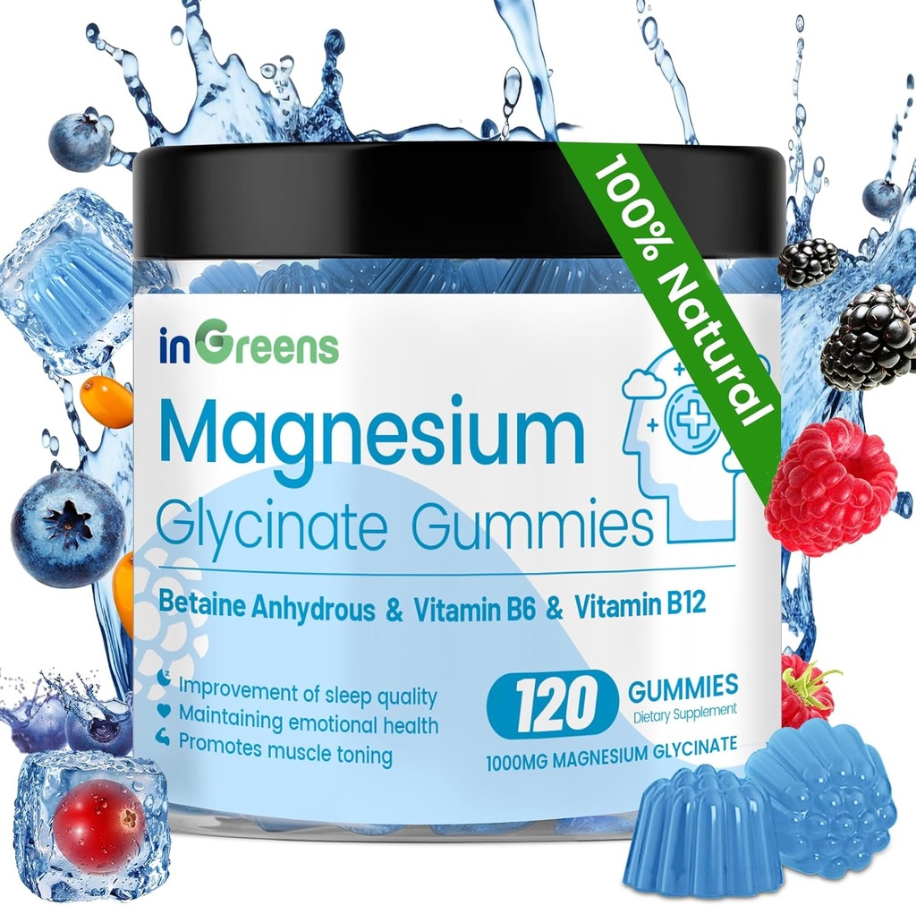 120 Grev Magnesium Glycinate Gummies 700mg, Chewable Magnesium Gummies for voksne & børn, Høj Absorption, Søvn, Afslapning & Focus Support, Non- GMO, Gluten- Free, Blandet Berry Flavor, 60 Day Supply