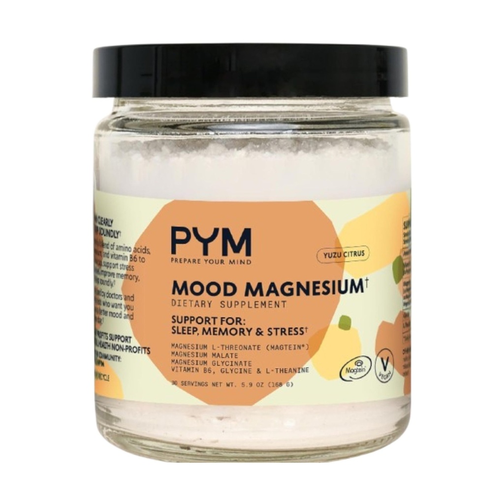 PYM Mood Magnesium Powder (30- Servering) Magnesium Glycinate, L- Threonate & Malate Powder Б124; Support & Mood Support for Stress