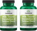 Swanson Milk Thistle, Mælkebøtte & Gul Dock - Urte Lever Support - Natural Support Help to Keep Total Health & Wellbeing - (120 kapsler) (2 Pack)