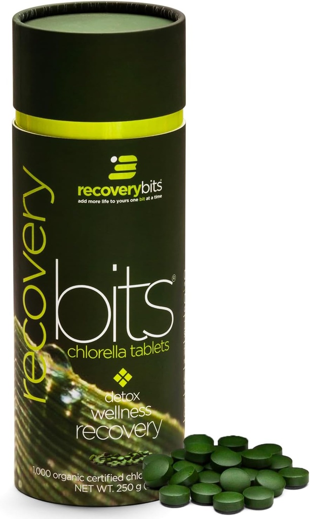 RECOVERYbits - Organic Chlorella Tablets - Plant-Based Algae Superfood - Chlorophyll - Cracked Cell Wall - Energy - Immune System - Detox - Keto - Vegan - Non-GMO - Large Canister - 1000 Tablets