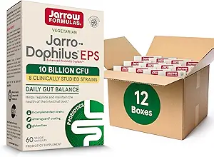 Jarrow Formulas Jarro- Dophilus EPS Probiotika 10 Millioner CFU, Kosttilskud til Intestinal Tract Support, Gut Health Supplements for Women and Men, 60 Veggie Capsules, 30 Day Supply (Pack of 12)