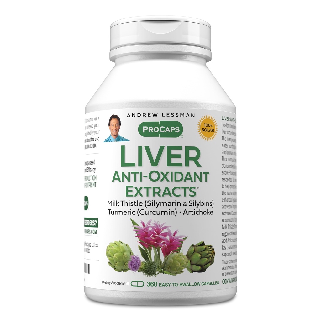 ANDREW LESSMAN Liver Anti-Oxidant Extracts 360 Capsules - Supports The Hard-Working Tissues of The Liver, Promotes Optimum Liver Health and Function. Milk Thistle, Turmeric and Artichoke Extracts