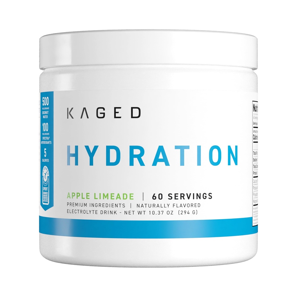 Kaged Electrolyte Hydration Powder Hydracharge Apple Limeade Sport drik for mænd og kvinder Pre, Post, Intra Workout Supplement 60 Servering