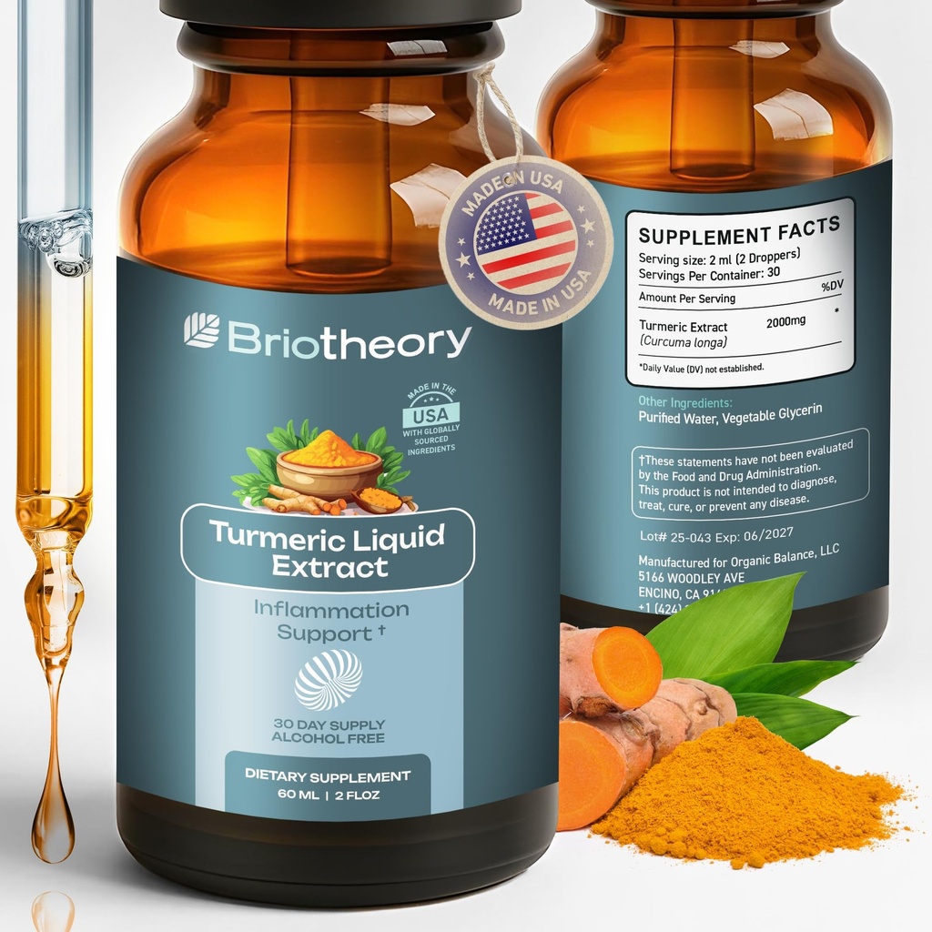 Turmeric Root Extract Tincture Liquid Drops – Herbal Supplement for Joint & Muscle Support, Antioxidant & Anti-Inflammatory, Alcohol-Free, Vegan, Non-GMO – 60 ml (30 Days Supply)