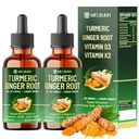 7in1 Liquid Turmeric Curcumin with Vitamin D3, Vitamin K2, Ginger, Ceylon Cinnamon, Garlic, Black Pepper - Drops Extract - 2 Packs of 30ml - 2 Month Supply