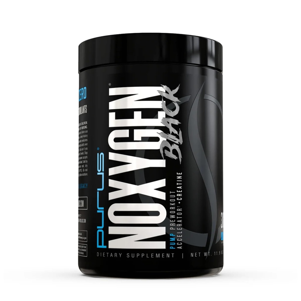 Purus Labs NOXygen Black Powder Pre-Workout Accelerator | Nitric Oxide Booster & Oxygen Amplifier | Hydromax Glycerol & NO3-T Nitrates | 30 Servings (Blue Raspberry)