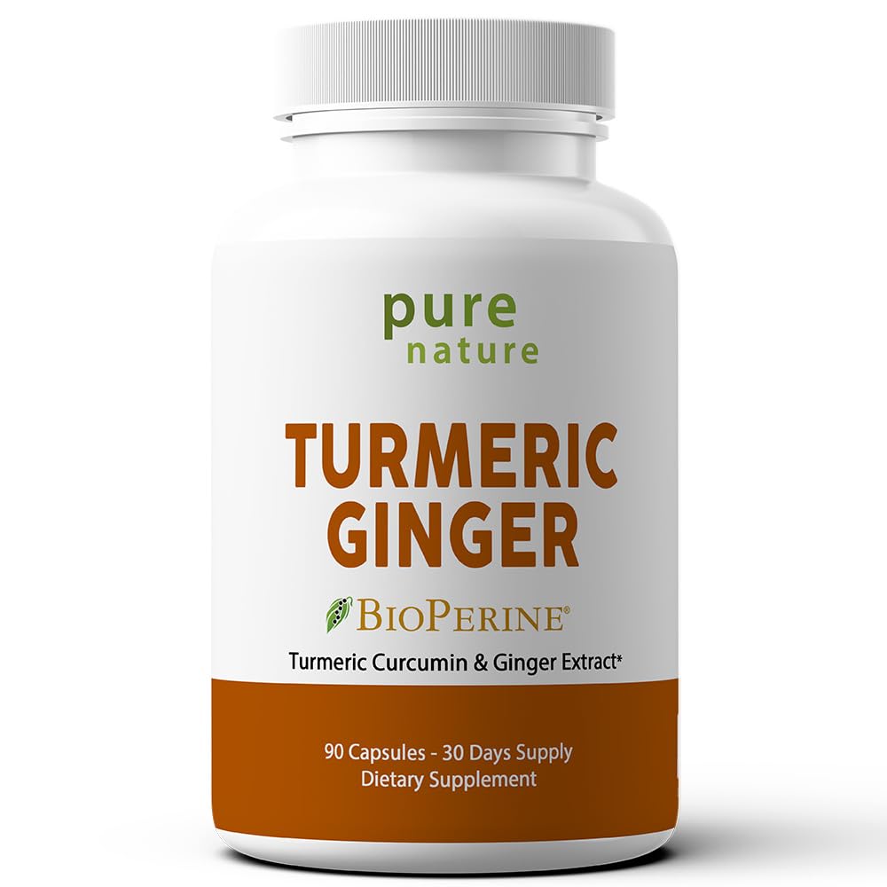 PureNature Turmeric Ginger - with 95% Curcuminoids & BioPerine, Curcumin, 90 Capsules