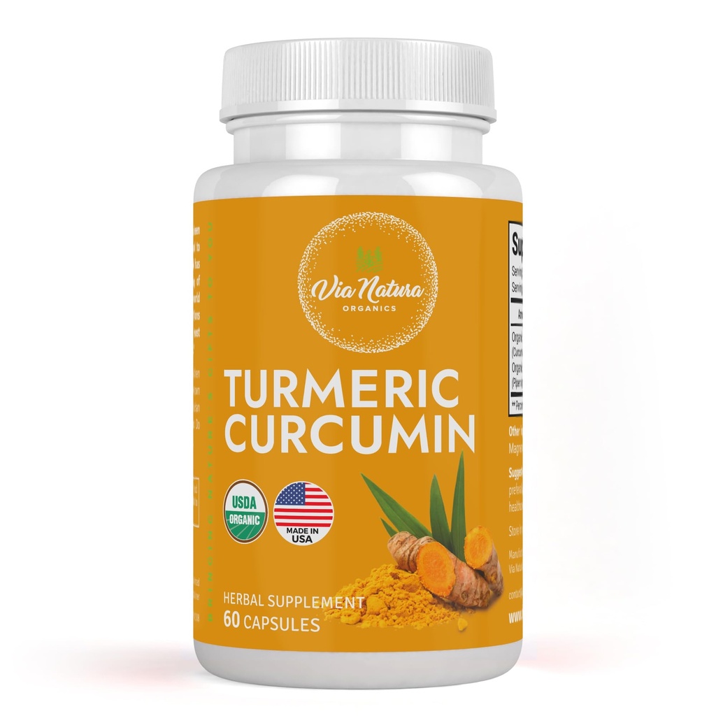 Turmeric Curcumin 1000mg | Organic Herbal Supplement | Natural Antioxidant | 60 Capsules