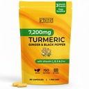 Turmeric Curcumin Capsules, 95% Curcuminoids, with Ginger, Black Pepper & Vitamins C, D3, K2, Zinc – 1‑a‑Day Vegan Supplement – 3 Month Supply – UK Made ISO Certified