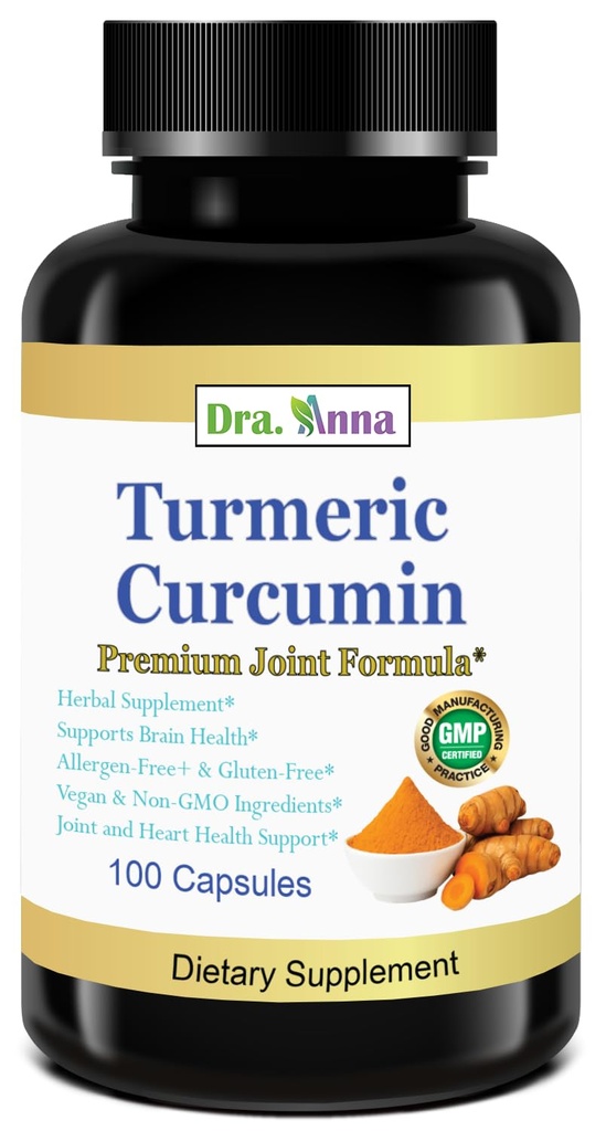 Turmeric Curcumin 900 mg, Herbal Supplement for Antioxidant Support, 100 Capsules