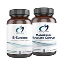 Design for sundhed Magnesium Glycinate Complex (60 kapsler) & B- Supreme (60 kapsler) Bundle - B Vitamin Complex med høj absorption Magnesiumsupplement